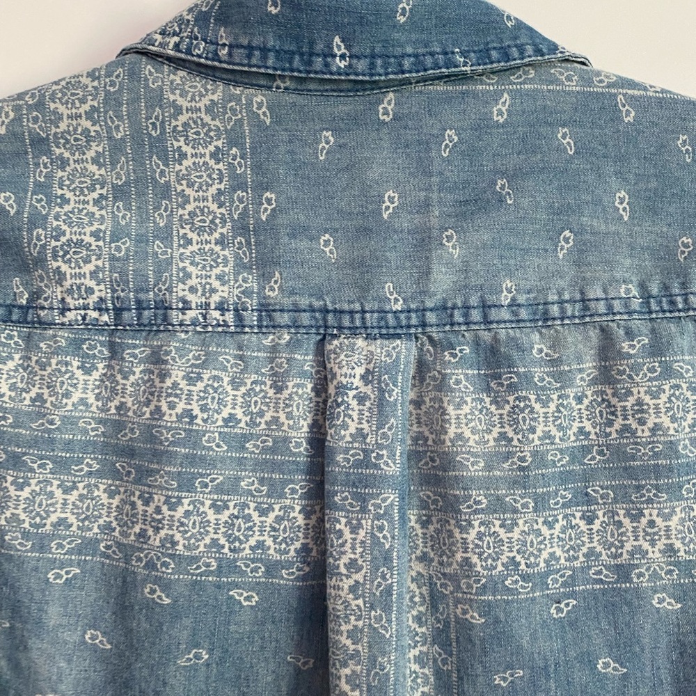Boho Denim Long Sleeve Button Down Shirt/Blouse Medium - Picture 4 of 11